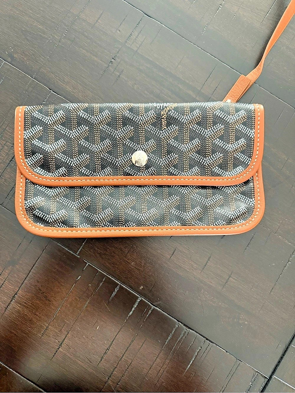 Goyard St. Louis Black/ Tan Goyardine Pouch